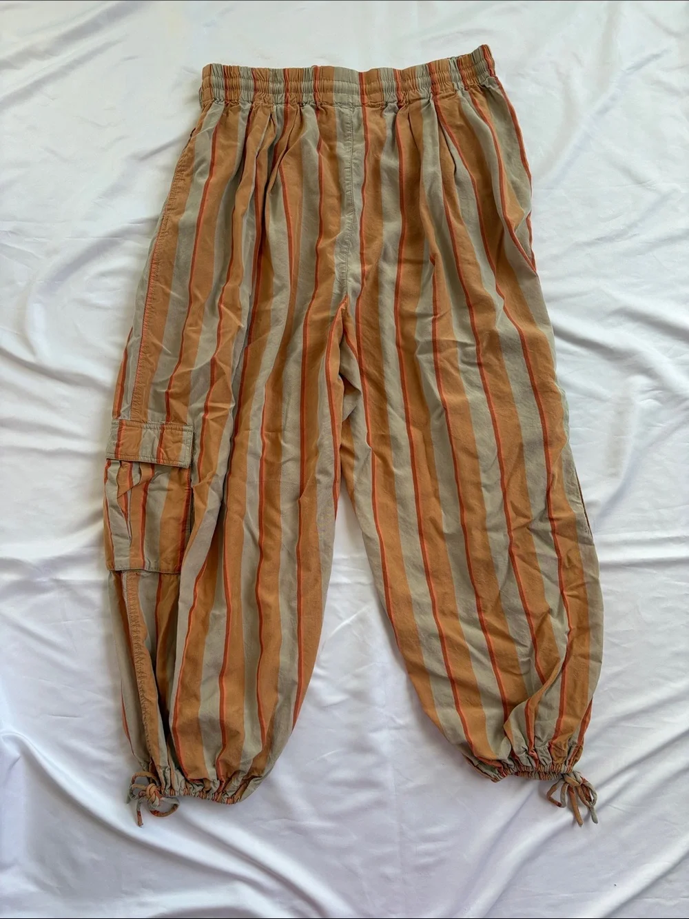 Free People Striped Cargo Harem Pants - Orange/Tan - Picture 3 of 3